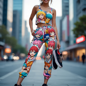 Pantalon de survêtement personnalisé Anime Pantalon de jogging oversize à sublimation Pyjama Pantalon de survêtement anime à taille haute élastique - Product Image 4