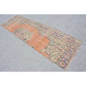 Tapis en laine turque vintage 26x87ft Orange Beige tissage plat Patchwork motif salon tapis support en Latex pour décorations de voiture - Product Image 4