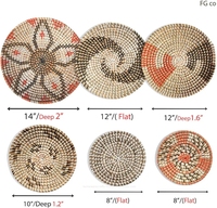 Ensembles 6 pièces tissé à la main paille jonc de mer tentures murales paniers décorations articles pour la décoration intérieure osier produits faits à la main en gros