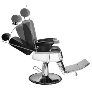 Sillón <span class=keywords><strong>de</strong></span> Barbería Negro, Moderno y Vintage, Reclinable, <span class=keywords><strong>de</strong></span> Cuero PU, con Reposapiés Ajustable, Bomba Hidráulica Profesional, para Hotel - Product Image 2