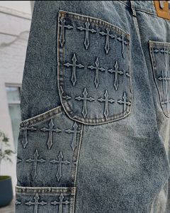 Shorts Bermuda en jean délavé pour homme, taille mi-haute, fermeture éclair, séchage rapide, respirant, 100 % coton, style urbain, en toile - Product Image 4