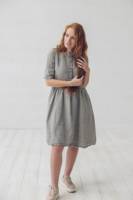 Robe de maternité vintage en lin pour l'été, taille haute personnalisée, coupe droite, col rond simple, boutons, longueur courte, taille naturelle