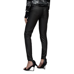 Pantalon en cuir PU véritable 100% pour femmes couleur unie fermeture éclair braguette Style coupe moyenne avant plat meilleur prix pour la saison d'hiver - Product Image 4