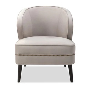 Fauteuil en tissu gris moderne avec revêtement en cuir, chaise de salon de luxe en métal pour hôtel, restaurant et café, mobilier décoratif - Product Image 5
