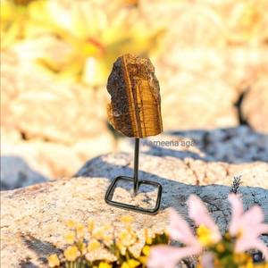 Cristal Natural de la mejor calidad, Ojo de Tigre, piedra preciosa en bruto en soporte de Metal, espécimen, cristal curativo, arte artesanal en bruto - Product Image 6