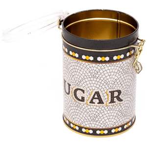 Kontensan ER1176D 1.1L Caja de metal redonda con cierre de alambre y tapa transparente Patrón de mosaico geométrico Origen de pavo - Product Image 1