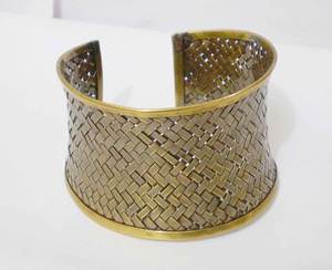 Handmade Concave Woven Mesh <b>Copper</b> Cuff Bangle For Women <b>Men</b> Antique Brass Finish Curved Statement Wristband Metal Crafts - Product Image 5