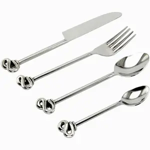 Personalización Tenedores modernos Cuchillos Cucharas Cubiertos Juego de cubiertos de acero inoxidable Acabado plateado PARA CENA Buffet Almuerzo Uso - Product Image 1