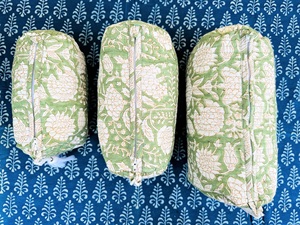 Neceser grande con estampado de bloque indio acolchado, neceser impermeable de algodón acolchado | Bolsa de maquillaje con estampado de bloque | Neceser para cosméticos - Product Image 5
