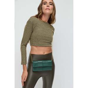 Blusa Corta Casual Chic para Mujer, Cuello Redondo, Manga Corta, Lentejuelas Bordadas, Satén, Seda, Chifón, Tejido de Punto, Talla Única XS-XL - Product Image 1