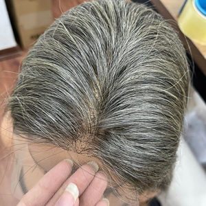 Perruque en cheveux naturels de couleur grise, perruque la plus vendue, perruque en cheveux humains avec fermeture en dentelle au milieu, perruque droite pour femmes, style doux, fournisseur de cheveux bruts - Product Image 6
