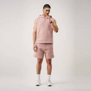 Ensemble short à capuche sans manches pour hommes-Ensemble deux pièces léger et confortable pour une tenue décontractée, une salle de sport et des activités de plein air - Product Image 4