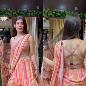 Último diseñador boda fiesta y ocasión desgaste único Digital impreso Sari indio Georgette adornado Sari para mujeres - Product Image 3