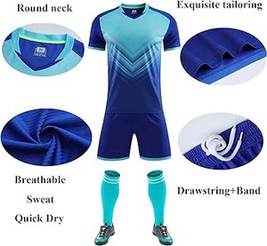 2024 conjuntos de uniformes de fútbol de poliéster 100% de alta calidad personalizados, kits de fútbol ligeros de secado rápido, logotipo bordado, estilo de traje completo - Product Image 3