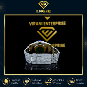 Qualité exceptionnelle résistant à l'eau luxe Unique Design VVS unisexe en acier inoxydable Quartz mouvement bande diamant montre inde - Product Image 5