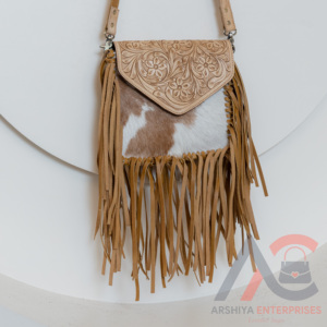 Boho Style New Handcrafted Tooled Cowhide <b>Leather</b> Western Fringe Handbags Stylish Hot Selling Genuine <b>Leather</b> Crossbody <b>Purses</b> - Product Image 4
