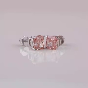 ต่างหูเม็ดเพชรสำหรับผู้หญิงมาใหม่สีชมพูต่างหูเพชร - Product Image 5