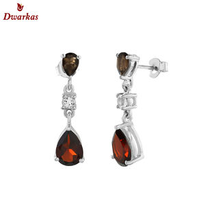 Pendientes hermosos de alta calidad, Plata de Ley 925, calcedonia acuática, pendiente de gota de piedras preciosas múltiples, Fabricante Mayorista, exportador - Product Image 4