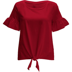 Fait sur mesure T-shirt à col ras du cou pour femmes en tissu respirant avec décorations écologiques - Product Image 6