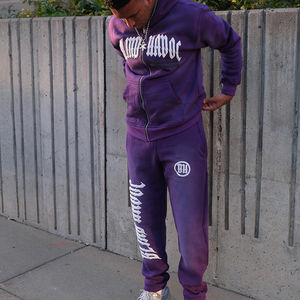 เสื้อฮู้ดดี้และกางเกงวอร์มผ้าฝ้าย 100% หนัก 500 กรัม ทรงโอเวอร์ไซส์ ชุดวอร์มฤดูหนาว แห้งเร็ว กันยับ ผ้าฟลีซ สีซีดแบบโดนแดด สไตล์ดิสเทรส รับสกรีนโลโก้ - Product Image 2