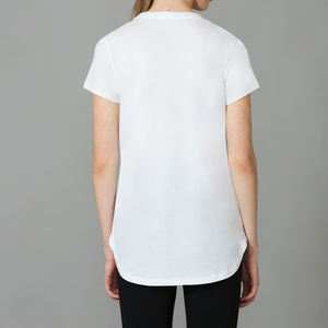 Camiseta de mujer de color sólido de la mejor calidad al por mayor ropa de calle informal nueva llegada material transpirable hecho camiseta de mujer regular - Product Image 2