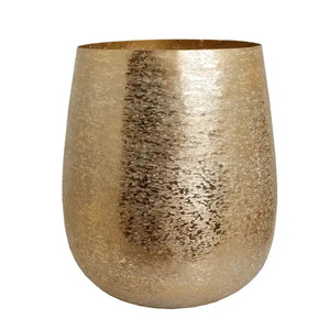 Best Sale Prices Metal Texture Flower <b>Vase</b> <b>Gold</b> Plated for Home Tabletop Decoration Oval Shape Floor Flower <b>Vases</b> - Product Image 1