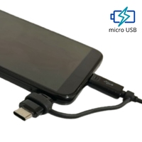 Câble USB-A vers Micro USB 3-en-1 de 1,5 m avec adaptateur Type-C et sortie CC, neuf, en PVC, pour recharge de téléphone portable