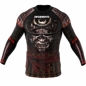 Ropa deportiva 100% poliéster hombre sublimación personalizada impresa manga larga MMA BJJ rashguard - Product Image 4