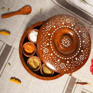 กล่องไม้ Masala ดีไซน์เคลือบทำด้วยมือคุณภาพหรูหรากล่องเก็บเครื่องเทศ - Product Image 3