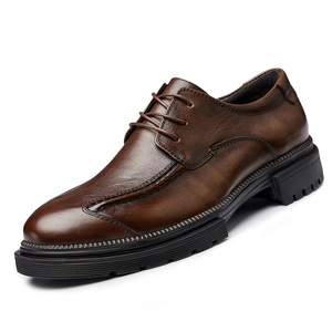 Chaussures Oxford en cuir de vachette pleine fleur avec talon amorti et design antidérapant, chaussures habillées pour hommes, chaussures en cuir - Product Image 1