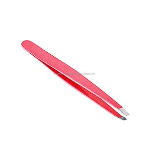 Pinzas de Cejas Ergonómicas ASAPfriendly de Acero Inoxidable de 10 mm con Punta Puntiaguda para Belleza, Ángulo Agudo Básico, Extensión de Pestañas, Color Rosa - Product Image 1