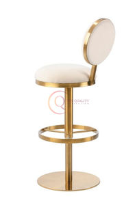 Chaise rembourrée ronde chic et moderne avec cadre en métal doré, élégante pour bar à la maison ou espaces de vie d'hôtel - Product Image 4