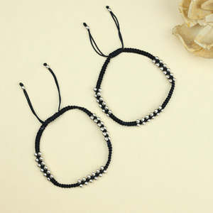 Bracelet de cheville Nazakat plaqué or 18 carats avec breloque boule, style bohème religieux, chaînes à motifs numériques, pierres principales diamant et perle, idéal pour un cadeau - Product Image 1