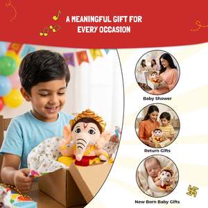Petite figurine en peluche de 22 cm du dieu hindou Ganesha chantant des mantras, pour les enfants de 2 à 4 ans, en provenance du Rajasthan - Product Image 5