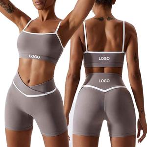 Conjunto Deportivo de 2 Piezas sin Costuras de Cintura Media para Gimnasio, Correr, Yoga, Ropa Deportiva, Sujetador Deportivo, Top Corto, Pantalones Cortos, Conjuntos de Entrenamiento, Conjunto de Yoga - Product Image 4