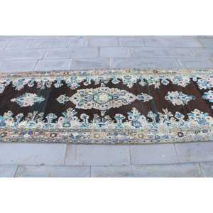 Alfombra Turca Vintage de 3.37x10 pies (103x306 cm), Alfombra Azul Ombré - Product Image 4