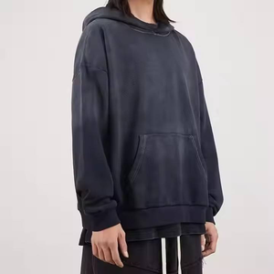 Pull à capuche en polaire délavé pour hommes Streetwear 100% coton anti-rétrécissement haut chaud d'hiver lourd - Product Image 4