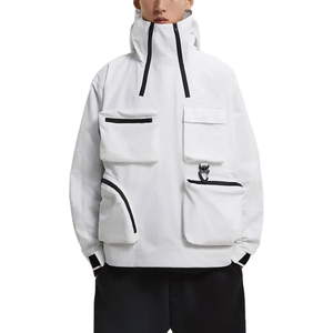 Veste coupe-vent imperméable à capuche en toile de polyester/nylon personnalisée, écologique, à séchage rapide, pour la randonnée en plein air, pour hommes - Product Image 1