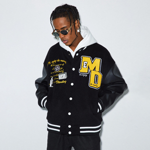 Cazadora de béisbol personalizada con bordado de chenilla para hombre de alta calidad de fabricante OEM Letterman Varsity Jacket Stand High Street Winter - Product Image 1