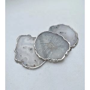 Tea Cup Agate Stone <b>Coaster</b> Home Decor Custom OEM Collectible <b>White</b> Agate <b>Coaster</b> - Product Image 3