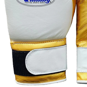 Gants de boxe professionnels en cuir blanc or, poignet à velcro, gants d'entraînement et de sparring pour hommes et femmes - Product Image 5