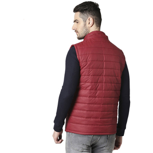 Men's Winter Outerwear Windproof Puffer <b>Vest</b> Logo Printing Stand Collar Zipper Closure Quilted Nylon Sleeveless Jackets Pocket - Product Image 2