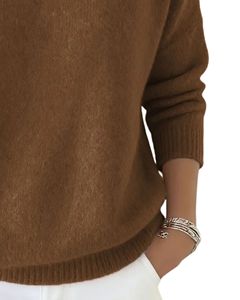 Customized <b>Women</b> Brown Turtleneck Sweater Wool Acrylic Knit Pullover <b>Long</b> Sleeve Winter Warm Custom Manufacturer OEM Wholesale - Product Image 6