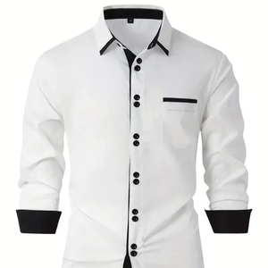 Camisas casuales de negocios camisas de manga larga de moda de color sólido casual para hombres suaves y cómodas calle al aire libre diario - Product Image 1