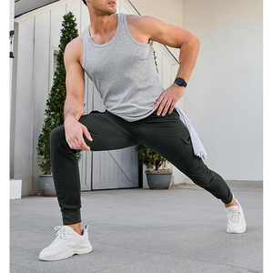 Drawstring Breathable Anti-wrinkle, Anti Wrinkle <b>Men's</b> Casual Pants <b>Elastic</b> <b>Waist</b> <b>Man</b> <b>Trouser</b>, Plain Dyed <b>Trouser</b> - Product Image 5