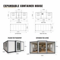 Maison conteneur pliable et extensible de 20 pieds, maison préfabriquée modulaire, espace de vie surélevé