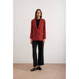 Ladies Reversible PU <b>Leather</b> Bomber <b>Jacket</b> with Sequins and Red Buttons - Product Image 4