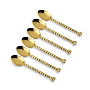 Gold Glossy Hammered Style Stainless Steel Flatware Set Complete Spoon <b>Fork</b> <b>Knife</b> for Hotel Restaurant Party Use - Product Image 1