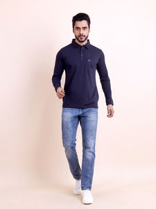 Polo de verano para hombre de alta calidad, camiseta informal de negocios con bordado de Color sólido, camiseta de manga larga con estampado Azul Marino - Product Image 2