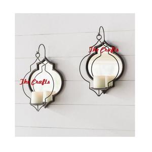 <b>Set</b> <b>Of</b> Two Wall Candle Holder In Iron And <b>Glass</b> Customized Size Gold Color Wall Hanging Candle Holder In Bulk - Product Image 3
